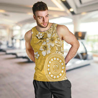 Cook Islands Men Tank Top Yellow Hibiscus And Stars LT05 Yellow - Polynesian Pride