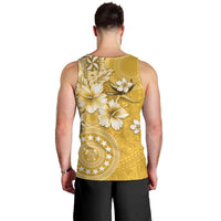 Cook Islands Men Tank Top Yellow Hibiscus And Stars LT05 - Polynesian Pride