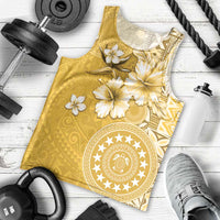 Cook Islands Men Tank Top Yellow Hibiscus And Stars LT05 - Polynesian Pride