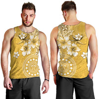 Cook Islands Men Tank Top Yellow Hibiscus And Stars LT05 - Polynesian Pride