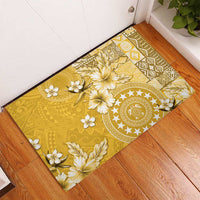 Cook Islands Rubber Doormat Yellow Hibiscus And Stars LT05 - Polynesian Pride