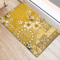 Cook Islands Rubber Doormat Yellow Hibiscus And Stars LT05 - Polynesian Pride