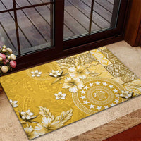 Cook Islands Rubber Doormat Yellow Hibiscus And Stars LT05 - Polynesian Pride