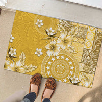 Cook Islands Rubber Doormat Yellow Hibiscus And Stars LT05 - Polynesian Pride
