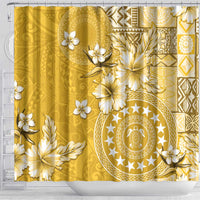 Cook Islands Shower Curtain Yellow Hibiscus And Stars