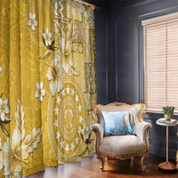 Cook Islands Window Curtain Yellow Hibiscus And Stars LT05 - Polynesian Pride