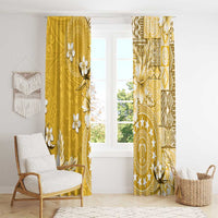 Cook Islands Window Curtain Yellow Hibiscus And Stars LT05 - Polynesian Pride
