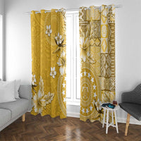 Cook Islands Window Curtain Yellow Hibiscus And Stars LT05 With Grommets Yellow - Polynesian Pride