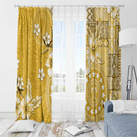 Cook Islands Window Curtain Yellow Hibiscus And Stars LT05 - Polynesian Pride