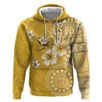Cook Islands Zip Hoodie Yellow Hibiscus And Stars