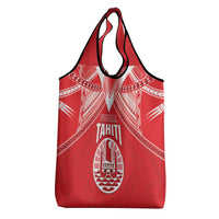 Tahiti Football Grocery Bag Coat Of Arms Polynesian Tribal Pattern
