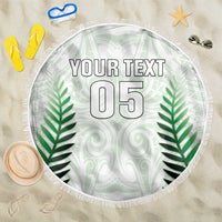 Custom New Zealand Fern Football Beach Blanket Simple Style LT05 One Size 150cm White - Polynesian Pride