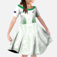 Custom New Zealand Fern Football Family Matching Mermaid Dress and Hawaiian Shirt Simple Style