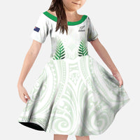 Custom New Zealand Fern Football Family Matching Off The Shoulder Long Sleeve Dress and Hawaiian Shirt Simple Style