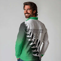 Custom New Zealand Football Long Sleeve Polo Shirt Go Aotearoa