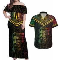 Happy Vanuatu Father Lini Day Couples Matching Off Shoulder Maxi Dress and Hawaiian Shirt LT05 Black - Polynesian Pride