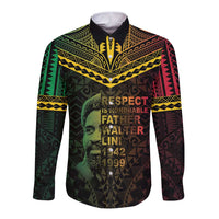 Happy Vanuatu Father Lini Day Long Sleeve Button Shirt LT05 Unisex Black - Polynesian Pride
