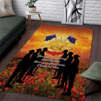 ANZAC Day Area Rug Remembrance Tribute Soldiers And Poppy Field