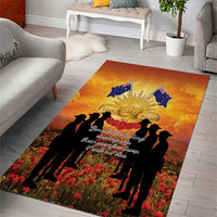 ANZAC Day Area Rug Remembrance Tribute Soldiers And Poppy Field