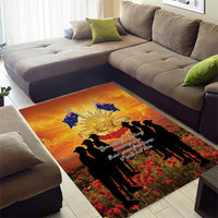 ANZAC Day Area Rug Remembrance Tribute Soldiers And Poppy Field