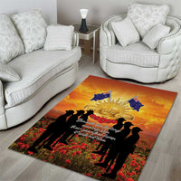 ANZAC Day Area Rug Remembrance Tribute Soldiers And Poppy Field