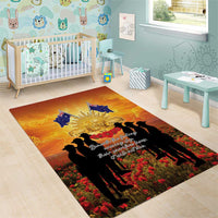 ANZAC Day Area Rug Remembrance Tribute Soldiers And Poppy Field