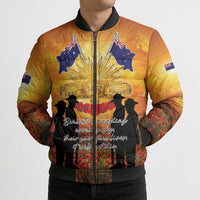 ANZAC Day Bomber Puffer Jacket Remembrance Tribute Soldiers And Poppy Field LT05 - Polynesian Pride