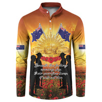 ANZAC Day Button Sweatshirt Remembrance Tribute Soldiers And Poppy Field LT05 Orange - Polynesian Pride