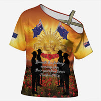 ANZAC Day Cross Shoulder Shirt Remembrance Tribute Soldiers And Poppy Field LT05 Female Orange - Polynesian Pride