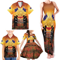 ANZAC Day Family Matching Tank Maxi Dress and Hawaiian Shirt Remembrance Tribute Soldiers And Poppy Field