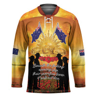 ANZAC Day Hockey Jersey Remembrance Tribute Soldiers And Poppy Field LT05 Unisex Orange - Polynesian Pride