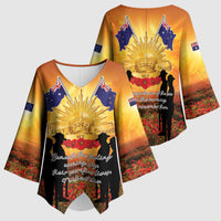 ANZAC Day Kimono Sleeve Blouse Remembrance Tribute Soldiers And Poppy Field LT05 - Polynesian Pride