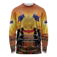 ANZAC Day Long Sleeve Shirt Remembrance Tribute Soldiers And Poppy Field LT05 Unisex Orange - Polynesian Pride