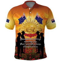 ANZAC Day Polo Shirt Remembrance Tribute Soldiers And Poppy Field LT05 Orange - Polynesian Pride