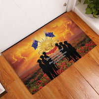 ANZAC Day Rubber Doormat Remembrance Tribute Soldiers And Poppy Field LT05 - Polynesian Pride