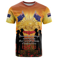 ANZAC Day T Shirt Remembrance Tribute Soldiers And Poppy Field