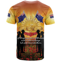 ANZAC Day T Shirt Remembrance Tribute Soldiers And Poppy Field