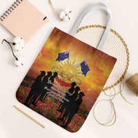 ANZAC Day Tote Bag Remembrance Tribute Soldiers And Poppy Field LT05 White Strap One Size Orange - Polynesian Pride