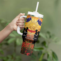 ANZAC Day Tumbler With Handle Remembrance Tribute Soldiers And Poppy Field LT05 - Polynesian Pride