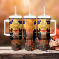 ANZAC Day Tumbler With Handle Remembrance Tribute Soldiers And Poppy Field LT05 - Polynesian Pride