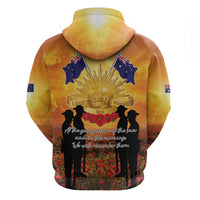 ANZAC Day Zip Hoodie Remembrance Tribute Soldiers And Poppy Field LT05 - Polynesian Pride