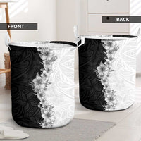 Hawaii Hibiscus Flowers Laundry Basket Grayscale Polynesian Pattern LT05 - Polynesian Pride