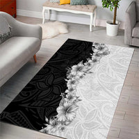 Hawaii Hibiscus Flowers Area Rug Grayscale Polynesian Pattern