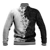 Hawaii Hibiscus Flowers Baseball Jacket Grayscale Polynesian Pattern LT05 - Polynesian Pride