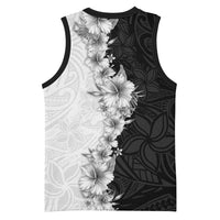 Hawaii Hibiscus Flowers Basketball Jersey Grayscale Polynesian Pattern LT05 - Polynesian Pride