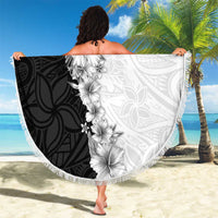 Hawaii Hibiscus Flowers Beach Blanket Grayscale Polynesian Pattern LT05 - Polynesian Pride