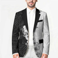 Hawaii Hibiscus Flowers Blazer Grayscale Polynesian Pattern LT05 - Polynesian Pride