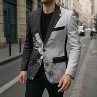 Hawaii Hibiscus Flowers Blazer Grayscale Polynesian Pattern LT05 - Polynesian Pride