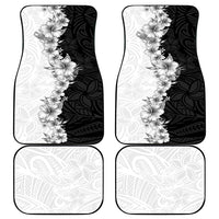 Hawaii Hibiscus Flowers Car Mats Grayscale Polynesian Pattern LT05 - Polynesian Pride
