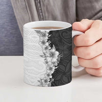 Hawaii Hibiscus Flowers Ceramic Mug Grayscale Polynesian Pattern LT05 - Polynesian Pride